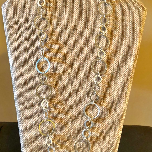 Chico’s 18” Long Silver Tone Necklace euc - Picture 2 of 5